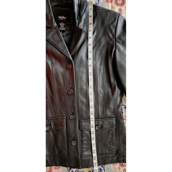 Mossimo Genuine Leather Jacket Women’s Small Black Button Front Blazer Style - Picture 7 of 7